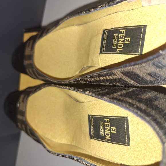 Fendi Shoes & Box Vintage Heel Print Fabric Size 8 #642543 Y2K 90's - Picture 5 of 16